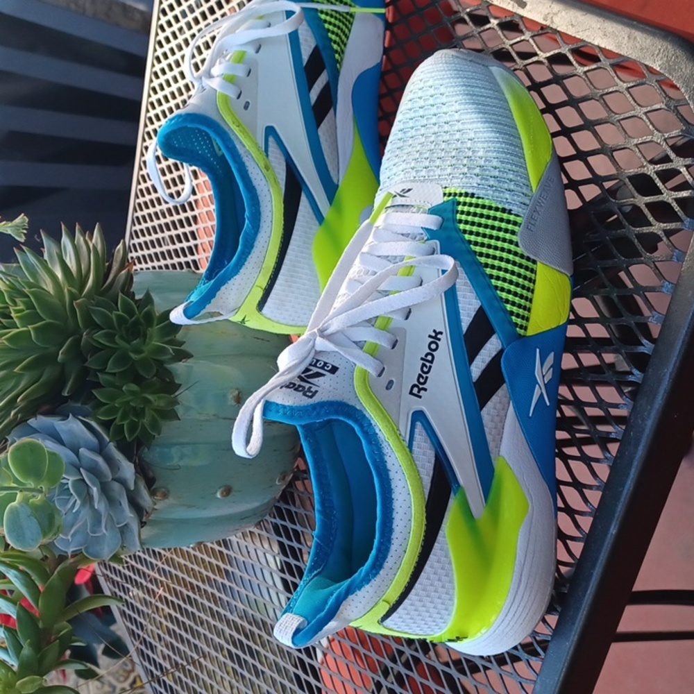 Reebok Nano Court White and Blue Sneakers with Digital lime Accents size 8 - Picture 8 of 10